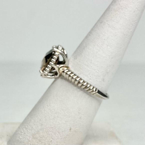 14K EMA Signed Smoky Topaz Quartz & Sterling Ring Size 7 LIKE NEW - Picture 10 of 16
